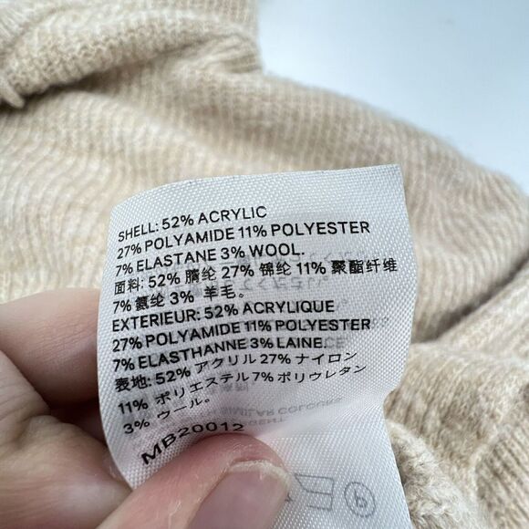 Woolen Bloom Tan Hooded Sweater Size Medium Wool Blend - Picture 5 of 5